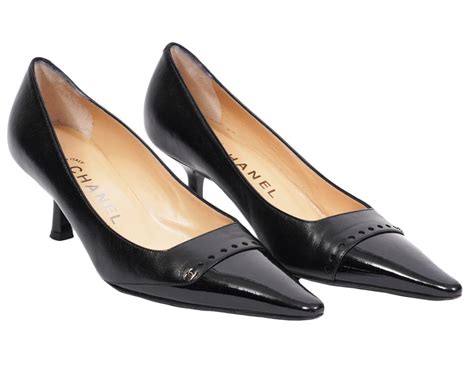 chanel pumps black and white|Chanel kitten heel pumps.